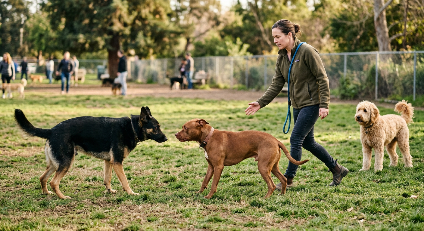 How to Handle a Dog Fight at the Dog Park: Tips from a Golden Doodle Who's Seen It All - mid-article image - dog park aggression